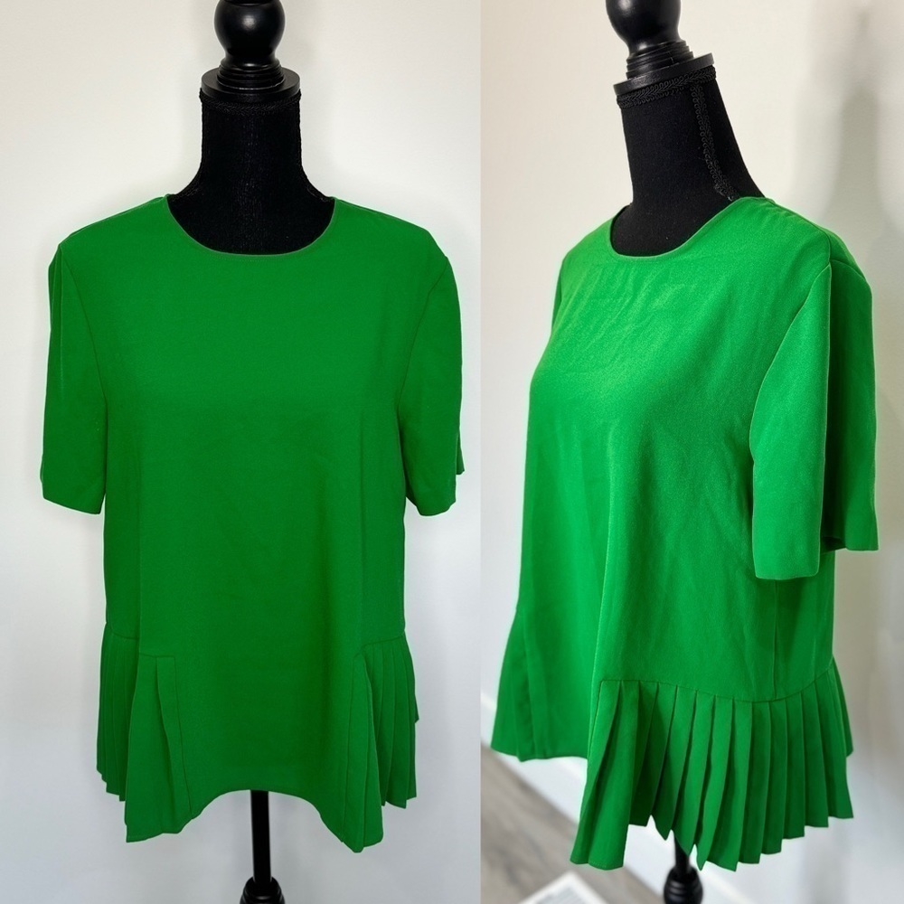 Zara Royal Green Short Sleeve Blouse (Large)